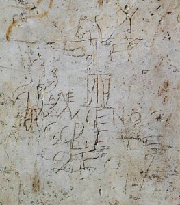Ancient graffito near the Palentine Hill in Rome. 